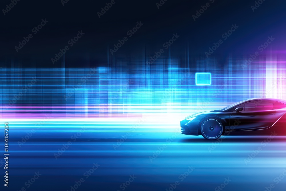 A sleek, futuristic car racing through a blurred, illuminated background, showcasing speed and technology in vibrant colors. A sleek, futuristic car racing through a blurred, illuminated background, showcasing speed and technology in vibrant colors.