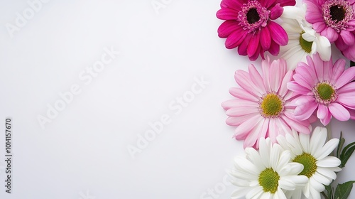 A beautiful arrangement of vibrant flowers set against a pristine white background, showcasing the elegance and diversity of nature's blossoms. This illustration captures the essence of freshness 