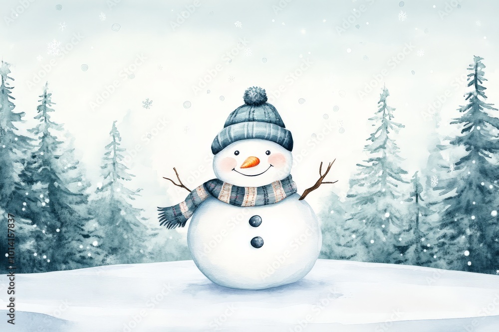 Smiling Snowman in Winter Wonderland. Smiling Snowman in Winter Wonderland.
