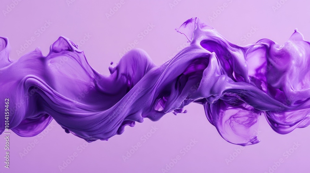 Abstract purple liquid flowing in a wave shape against a light purple background. Abstract purple liquid flowing in a wave shape against a light purple background.
