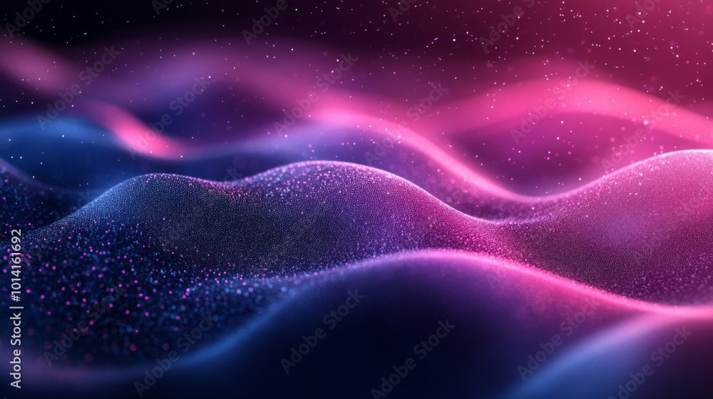 Flowing Pink and Blue Digital Wave with Neon Light Flowing Pink and Blue Digital Wave with Neon Light