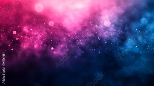 Bright Pink Nebula with Sparkling Blue Particles