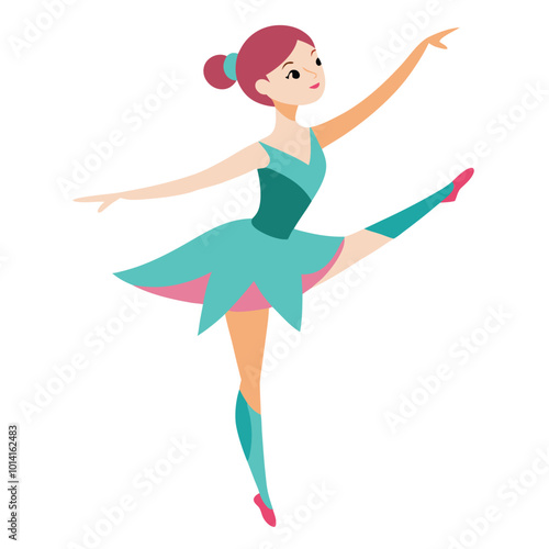 One continuous single drawing line art doodle dance, ballet, ballerina, dancer, beautiful, line drawing woman beauty ballet dancer in elegance motion. Cute girl ballerina performs art