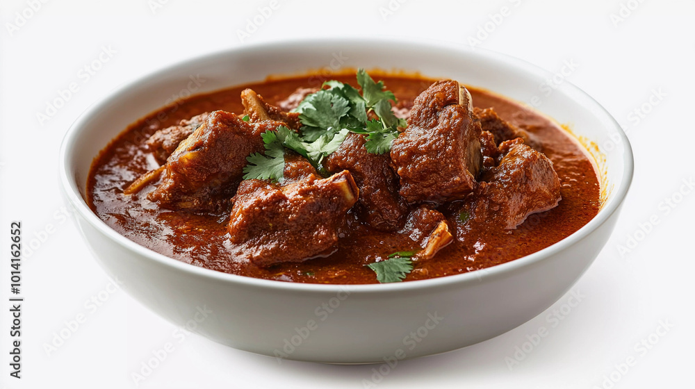 Mutton curry bowl isolated on white background Mutton curry bowl isolated on white background