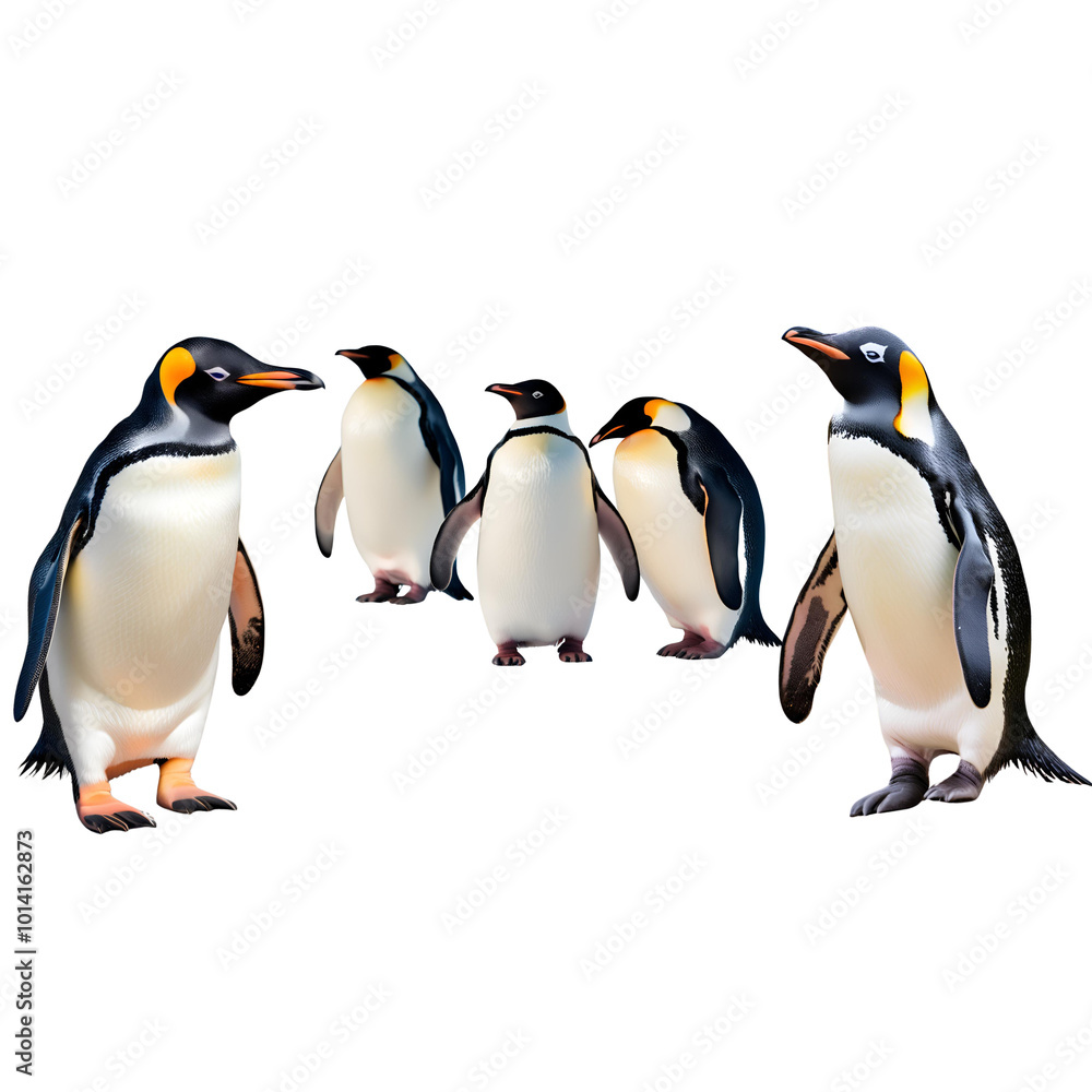Fototapeta premium Penguins close up against a white background 