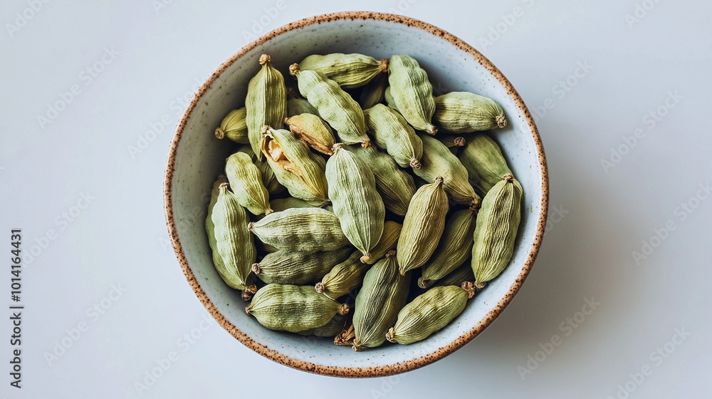 © kusum - Top view of cardamom on white background, aromatic spice © kusum - Top view of cardamom on white background, aromatic spice