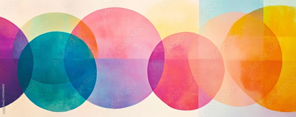 abstract geometric painting with overlapping colorful circles, modern art concept abstract geometric painting with overlapping colorful circles, modern art concept