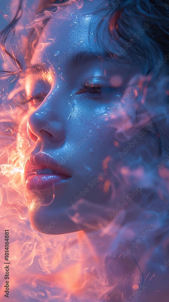 Glowing Woman in Smoke: A Dreamy Portrait Glowing Woman in Smoke: A Dreamy Portrait
