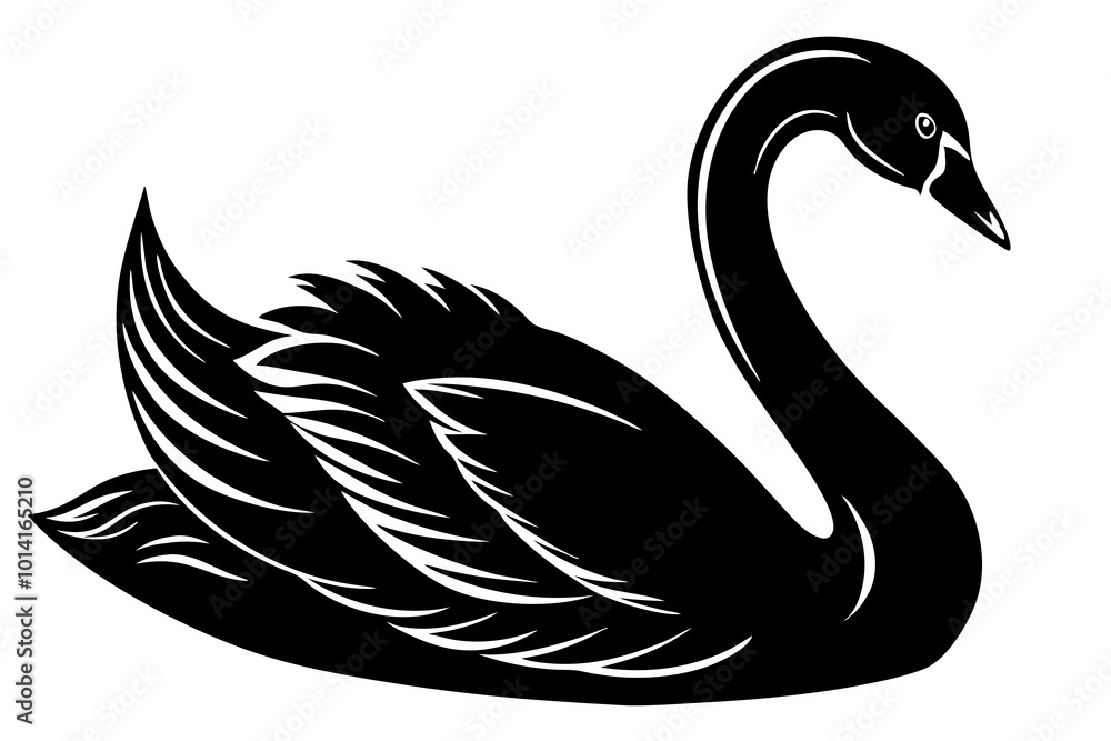  Cute Swan silhouette minimalistic vector art illustration