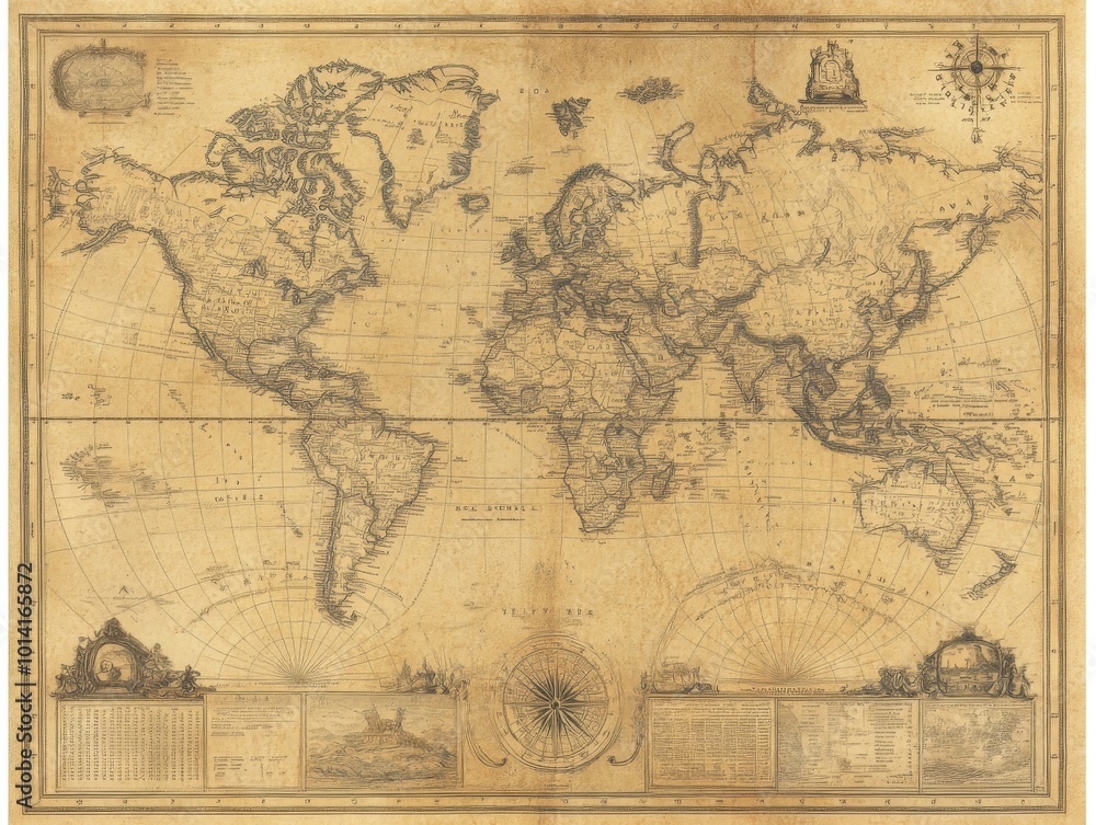 Obraz premium Antique World Map.