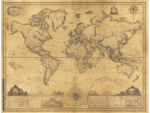 Antique World Map. #1014165872