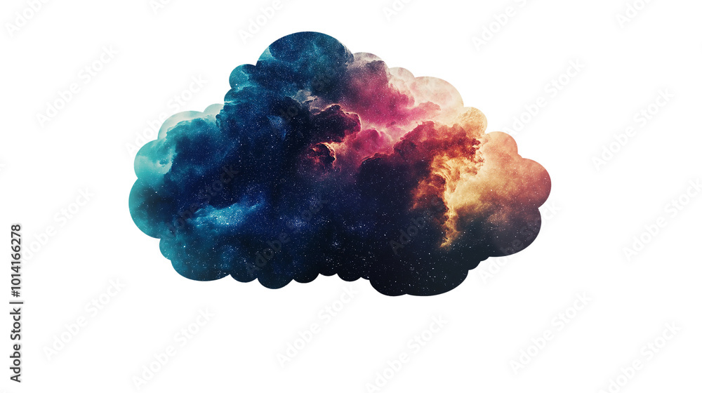 A colorful brain with a cloud of stars surrounding it A colorful brain with a cloud of stars surrounding it