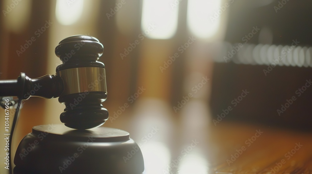 Close-up of a wooden gavel on a desk symbolizing the authority of election rules. law,justice,legality,legitimacy,power,authority,influence,dominance Close-up of a wooden gavel on a desk symbolizing the authority of election rules. law,justice,legality,legitimacy,power,authority,influence,dominance