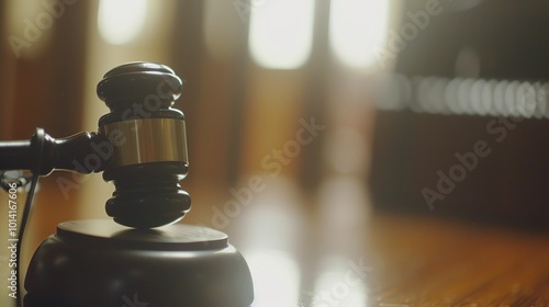 Close-up of a wooden gavel on a desk symbolizing the authority of election rules. law,justice,legality,legitimacy,power,authority,influence,dominance