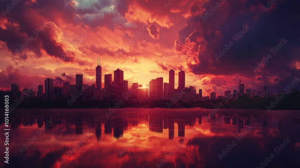 Quote over a city skyline with a dramatic sunset, combining urban energy with natural beauty. Quote over a city skyline with a dramatic sunset, combining urban energy with natural beauty.