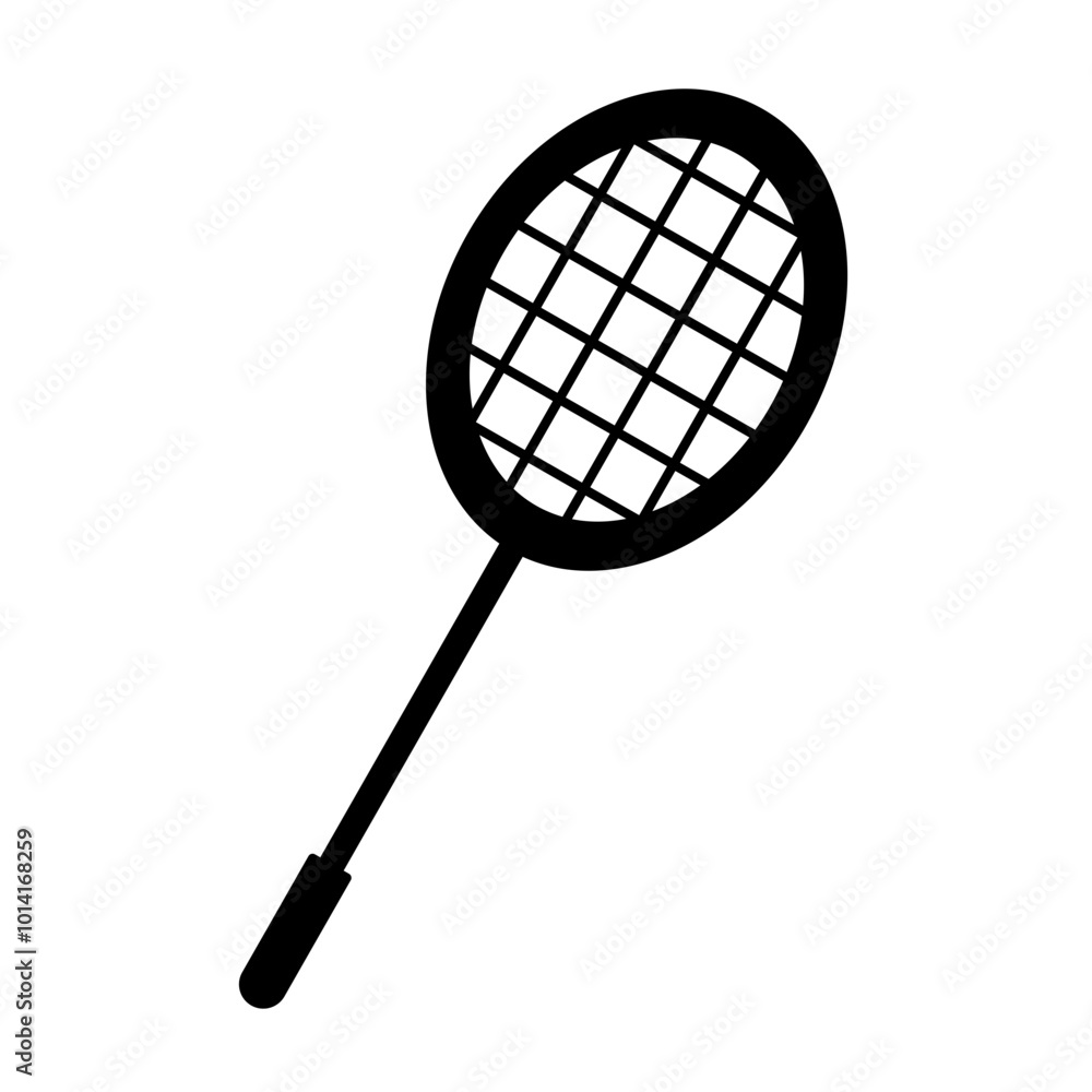 Badminton Racket Silhouette Icon. Vector.