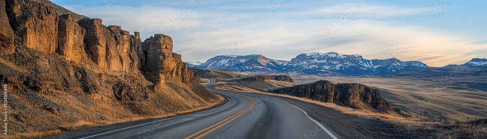 A closeup of a mountain road disappearing into the horizon A closeup of a mountain road disappearing into the horizon