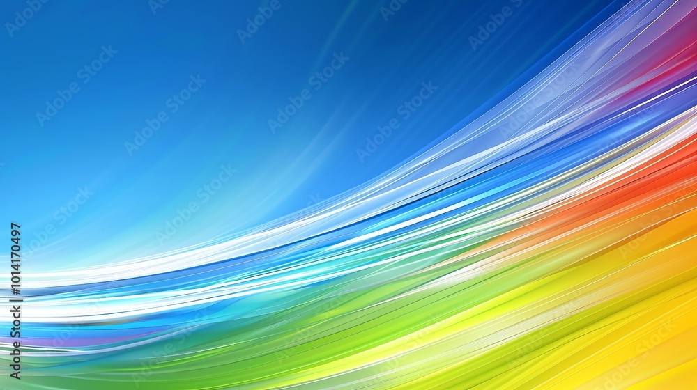 Abstract blue background with bokeh, flowing lines of light, colorful wave pattern, rainbow blur, bright green texture, design wallpaper Abstract blue background with bokeh, flowing lines of light, colorful wave pattern, rainbow blur, bright green texture, design wallpaper