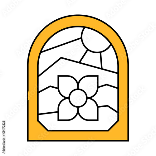 stained glass line icon vector. stained glass sign. isolated symbol illustration