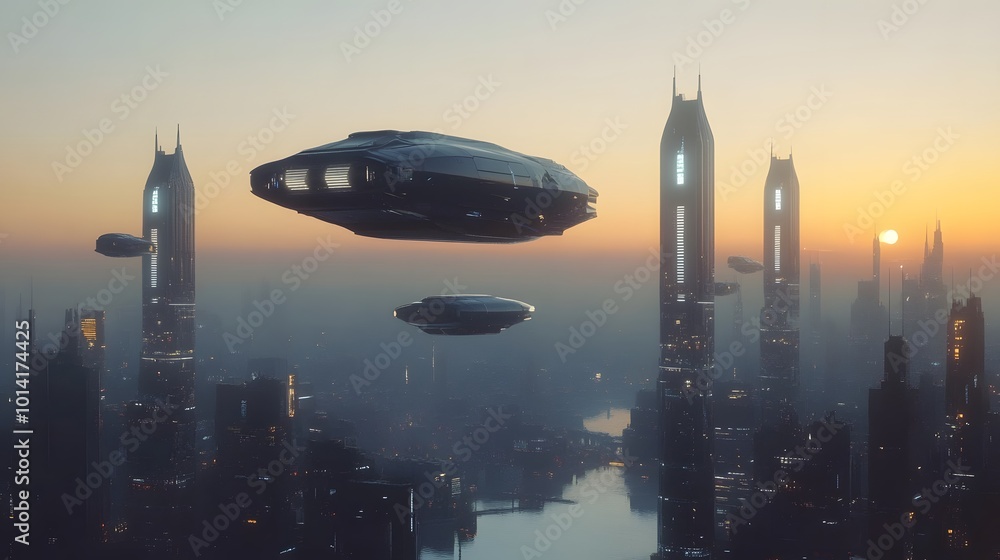 ciudad futurista en el horizonte. ciudad futurista en el horizonte.