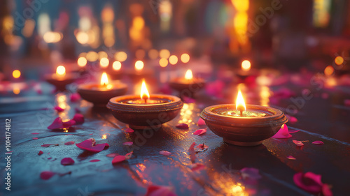 Diwali Delight Showcasing the Beauty of Diyas on a Table Setting