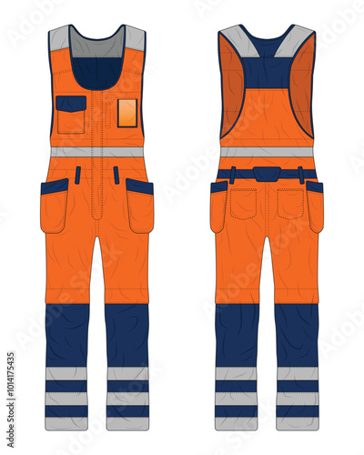 Hi vis overall workwear mockup