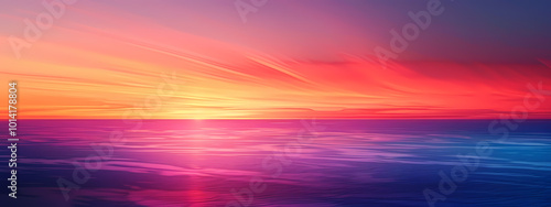 A stunning sunset over the ocean, blending hues of purple, pink, and orange, creating a vibrant and tranquil atmosphere.