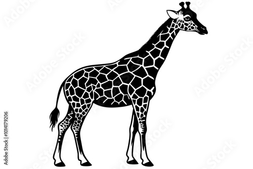 Cute Adult Giraffe  silhouette minimalistic vector art illustration  photo