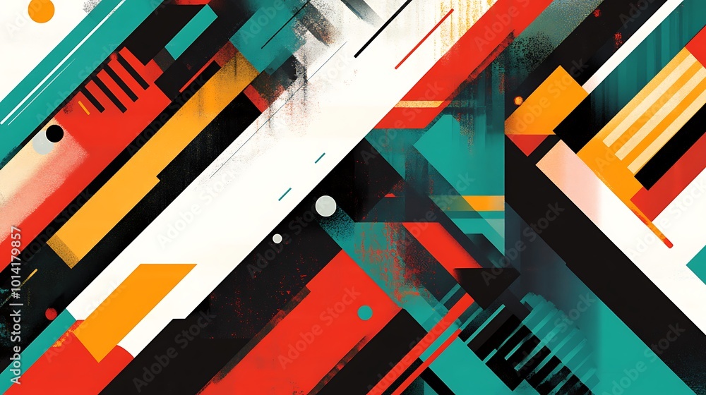 Abstract geometric pattern with vibrant colors, lines, and shapes in a dynamic composition. Abstract geometric pattern with vibrant colors, lines, and shapes in a dynamic composition.