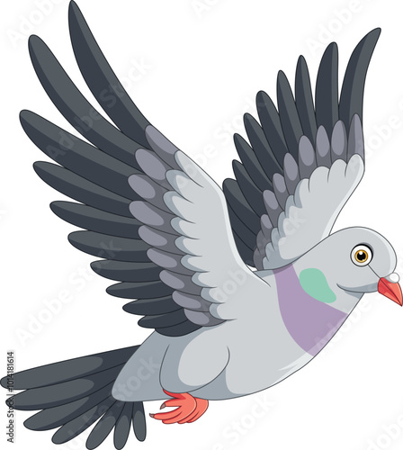 Illustration of cartoon pigeon flying