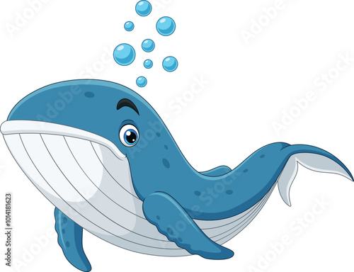 Illustration of cartoon blue whale