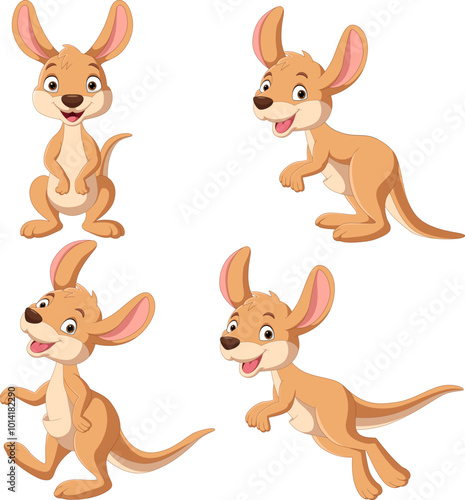Illustration of cartoon happy kangaroo
