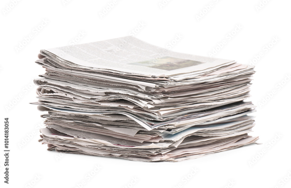 Stack of many newspapers isolated on white Stack of many newspapers isolated on white