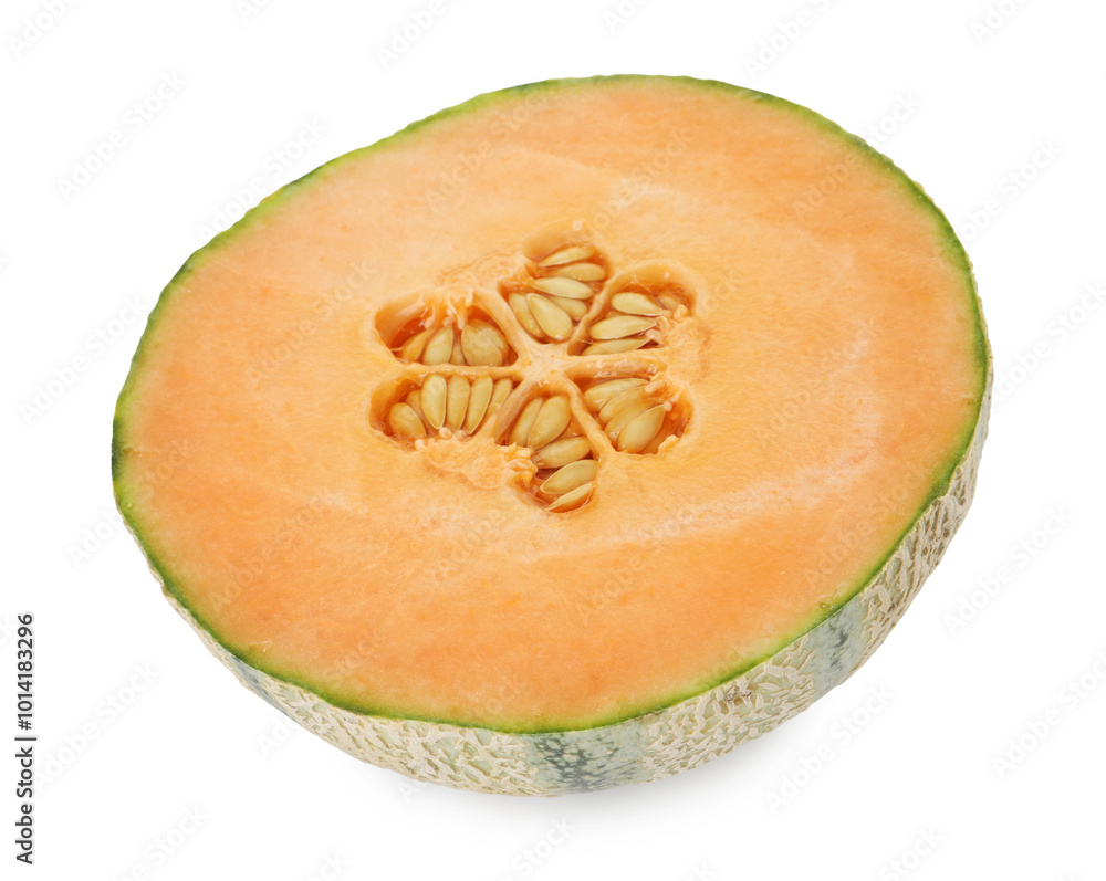 Half of fresh Cantaloupe melon isolated on white Half of fresh Cantaloupe melon isolated on white