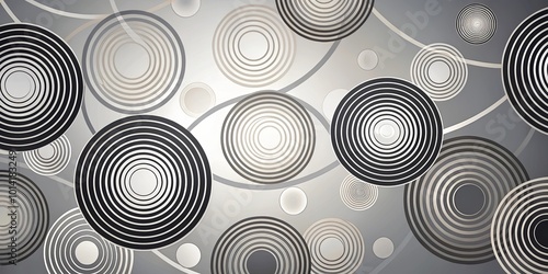 Wallpaper Mural Abstract concentric circles in a gray and white color palette, creating an illusion of depth and movement. Torontodigital.ca