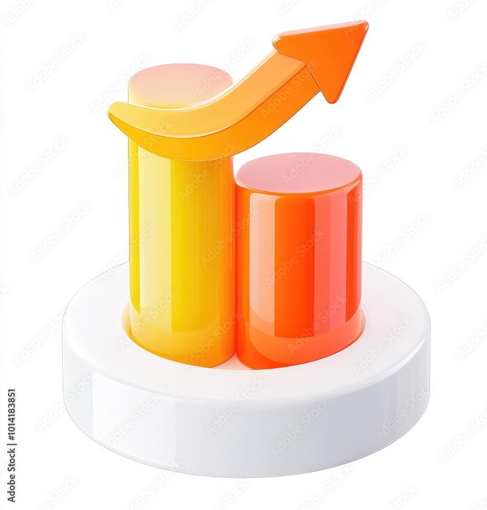 3D rendering of an upward arrow with two bars of different lengths. 3D rendering of an upward arrow with two bars of different lengths.
