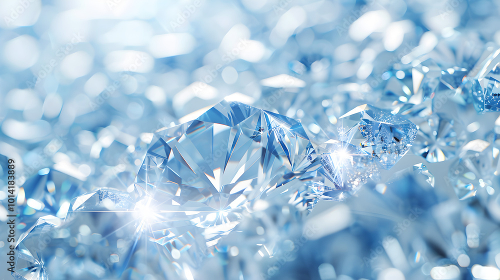 Shining blue diamonds on shiny background close-up with copy space, jewelry banner with space for text Shining blue diamonds on shiny background close-up with copy space, jewelry banner with space for text