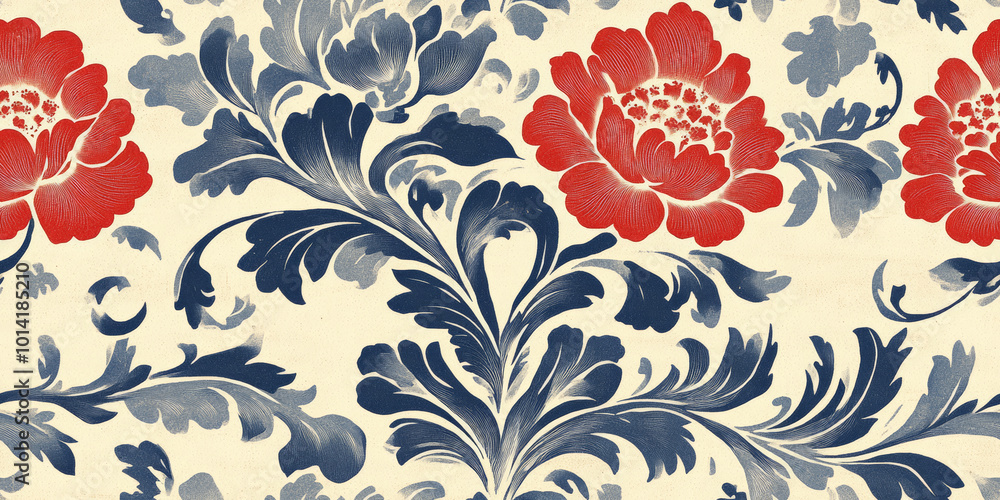 Fototapeta premium Retro style floral texture art background