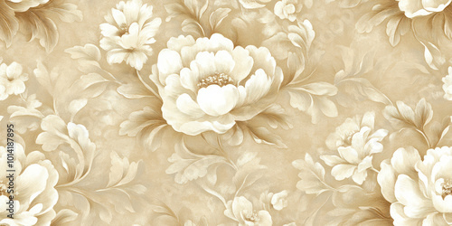 Wallpaper Mural Retro style floral texture art background Torontodigital.ca