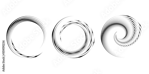 Set of black stripes. Round form. Geometric art. Trendy design element for frame, logo, tattoo, sign, symbol, web, prints, posters, template, pattern and abstract background