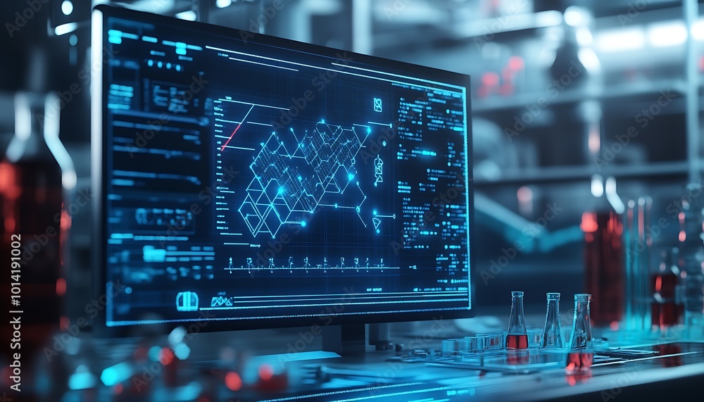 Computer Screen Displaying Data in a Laboratory Setting Computer Screen Displaying Data in a Laboratory Setting