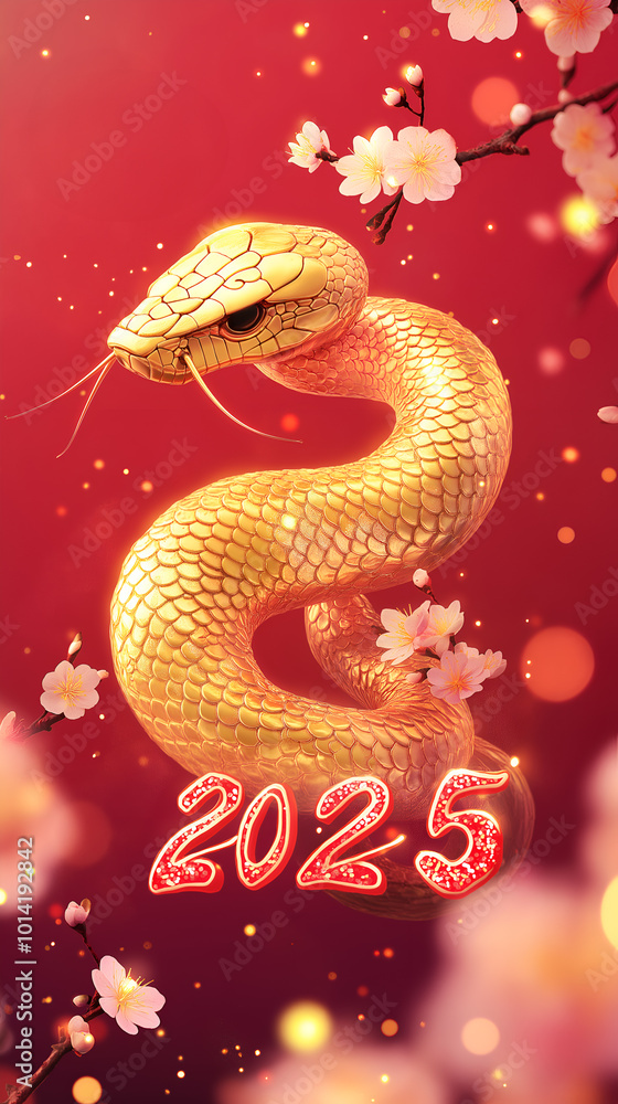 A golden snake coils around the number A golden snake coils around the number