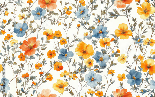 Wallpaper Mural Retro style floral texture art background Torontodigital.ca