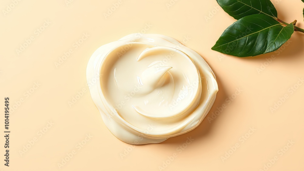 A dollop of rich cream sits atop a subtle beige background, inviting attention to the nourishing properties of A dollop of rich cream sits atop a subtle beige background, inviting attention to the nourishing properties of