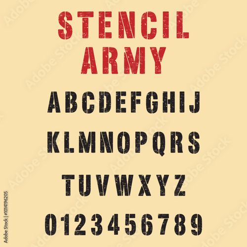 Stencil Army bold font design with military-style