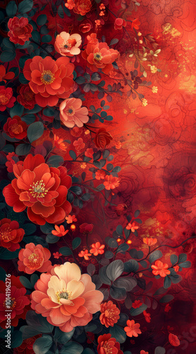 Wallpaper Mural Retro style floral texture art background Torontodigital.ca