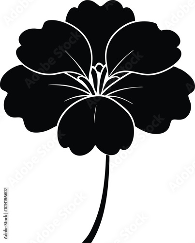 Geranium Silhouette Vector Black And White Floral Drawing Icon