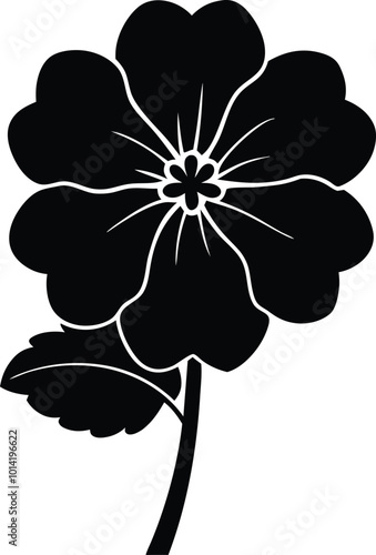 Geranium Silhouette Vector Black And White Floral Drawing Icon