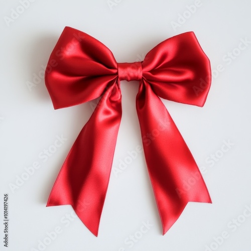 Elegant red satin bow on a plain white background, perfect for gifts, decorations, or special occasions