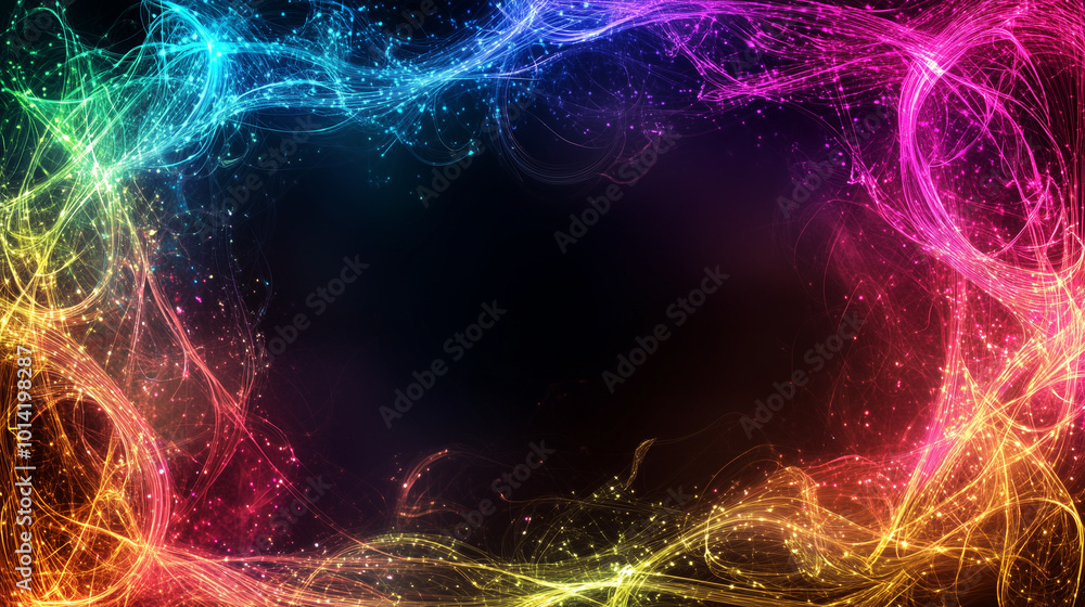 Colorful Neon Energy Frame with Sparkling Lights Colorful Neon Energy Frame with Sparkling Lights